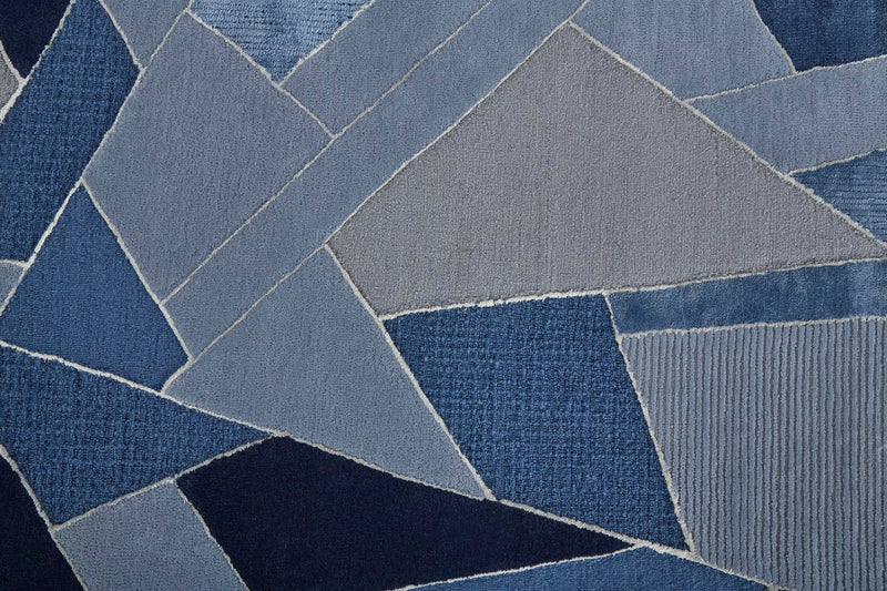 media image for Cutlor Hand Tufted Mosaic Navy Blue/Opal Gray Rug 2 254