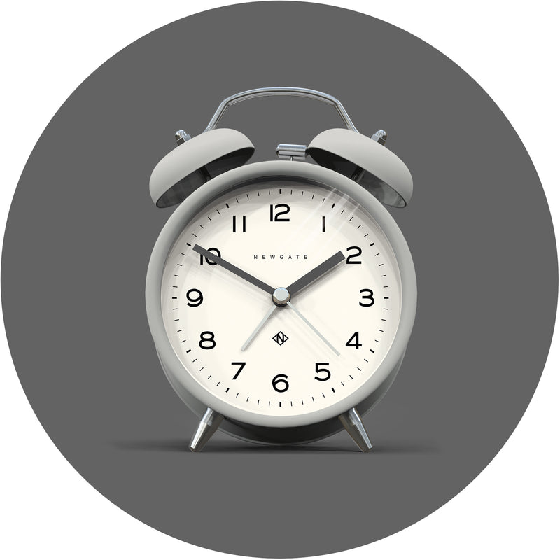 media image for charlie bell echo alarm clock in posh grey design by newgate 1 23
