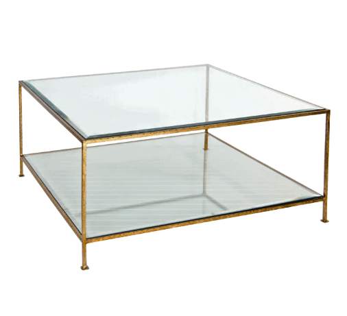 media image for hammered gold leaf square coffee table with beveled glass tops 1 272