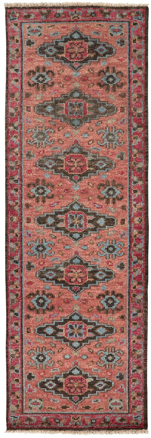 media image for Bashyr Hand Knotted Rust and Blue Rug by BD Fine Flatshot Image 1 234