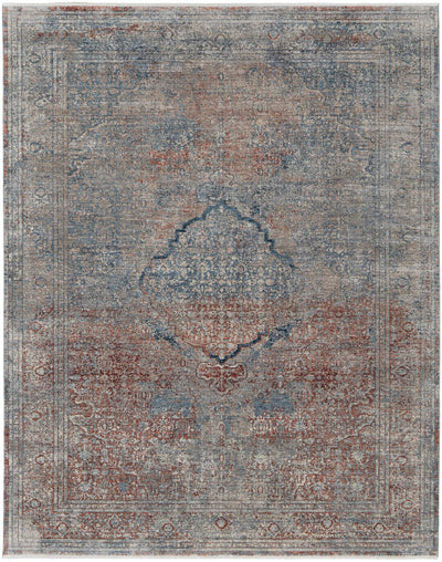 product image for Gilford Medallion Blue / Rust Rug 1 0