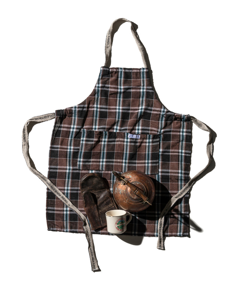 media image for Recycle Cotton Check Apron / Brown By Puebco 303093 1 267