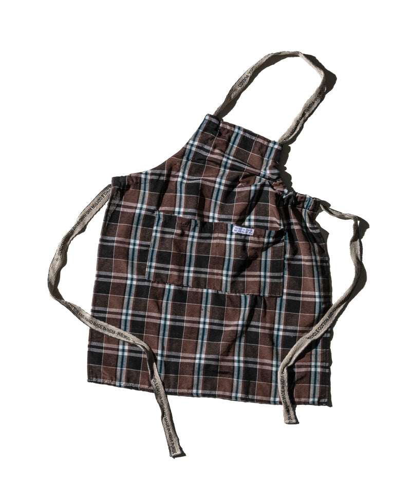 media image for Recycle Cotton Check Apron / Brown By Puebco 303093 2 272