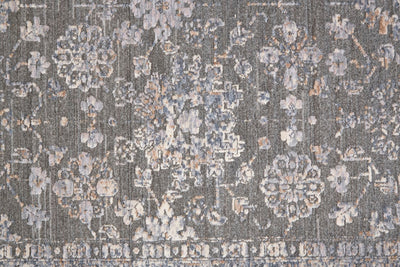 product image for Sybil Power Loomed Ornamental Charcoal/Light Blue Rug 2 95