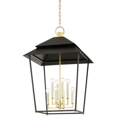 product image of natick 8 light lantern by hudson valley lighting 5138 agb sbk 1 518