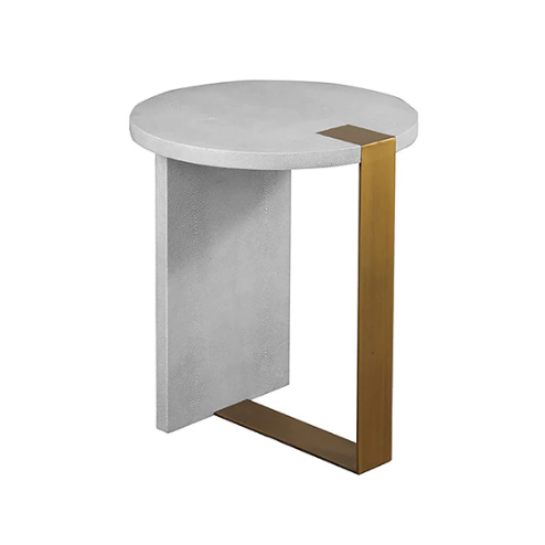 media image for round side table with antique brass faux shagreen in various colors 3 268