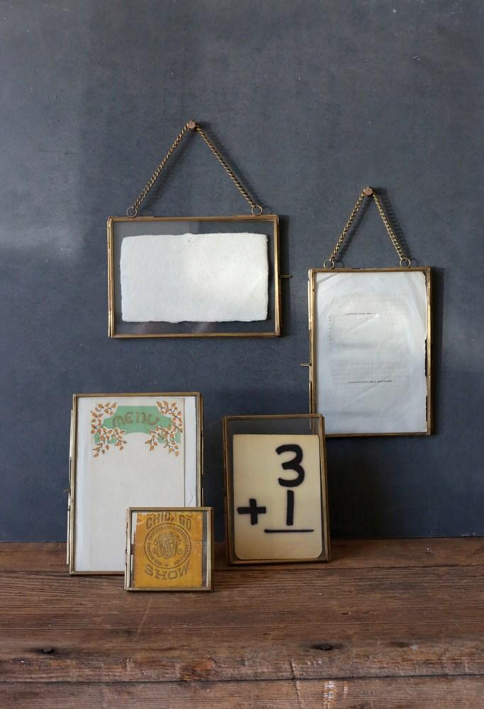 media image for Set of 2 Brass & Glass Photo Frames with Chain 230