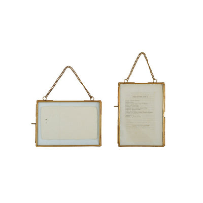 product image of Set of 2 Brass & Glass Photo Frames with Chain 585