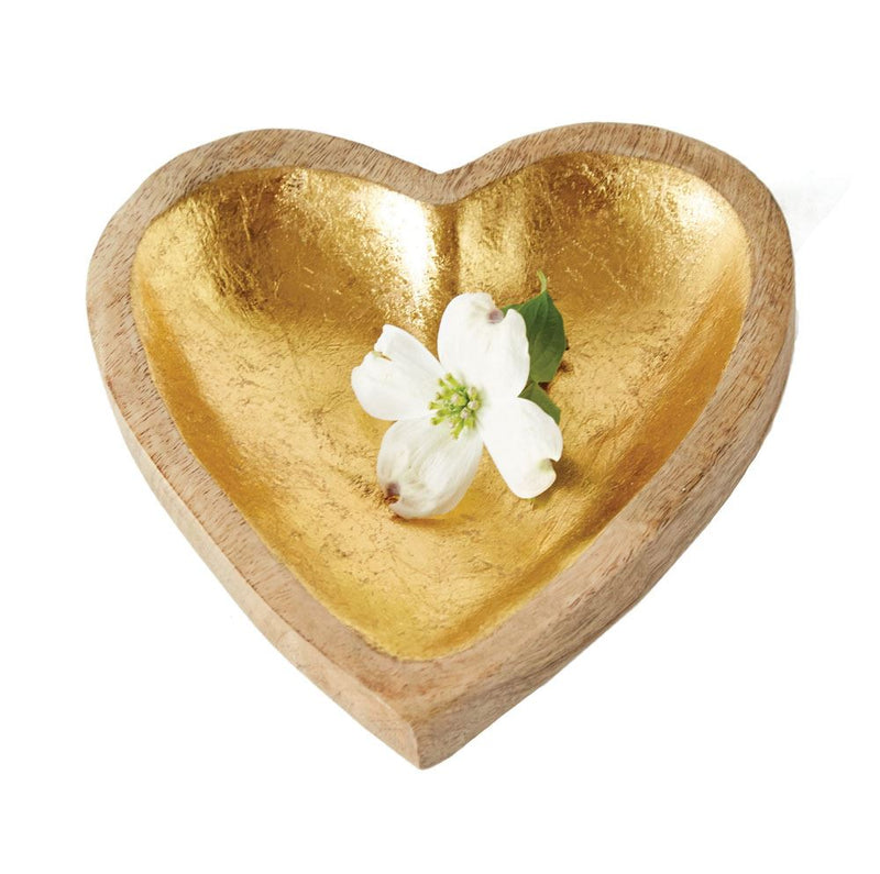 media image for Mango Wood Heart Tray w/ Gold Leaf Inside design by BD Edition 213