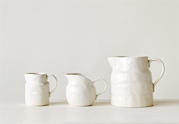 media image for Stoneware Vintage Reproduction Pitcher in White design by BD Edition 213