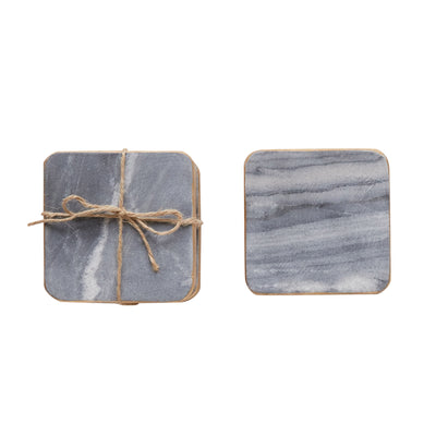 product image of marble coasters grey w gold edge set of 4 1 555