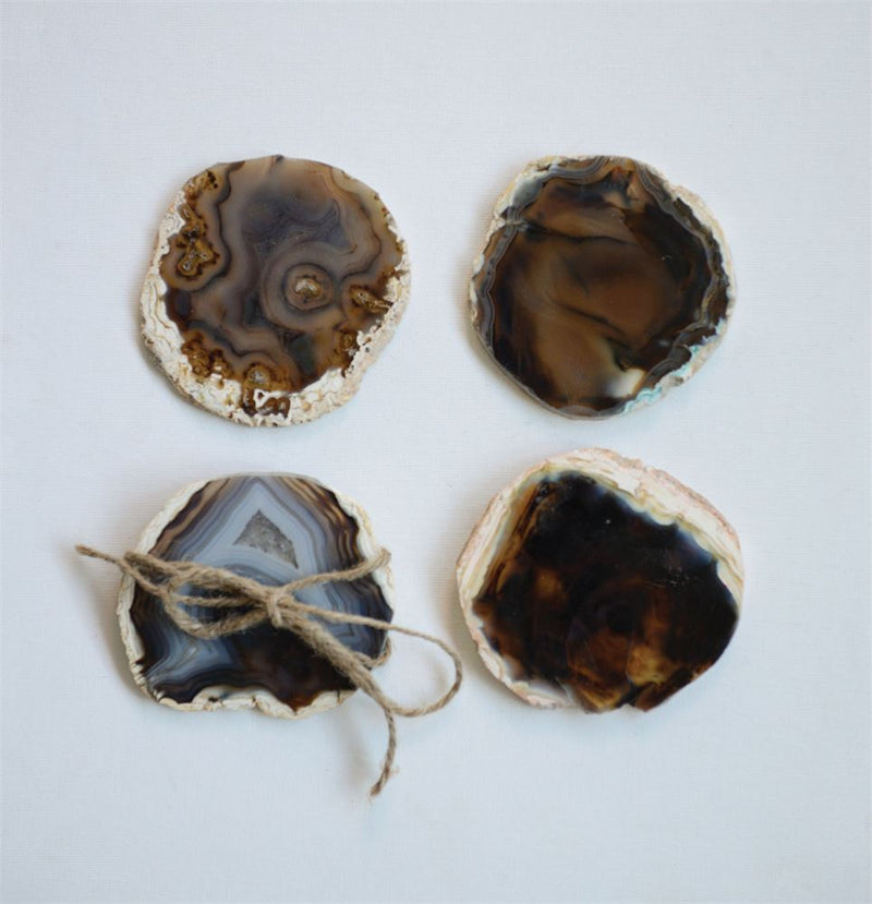 media image for Set of 4 Round Agate Coasters in Brown design by BD Edition 233