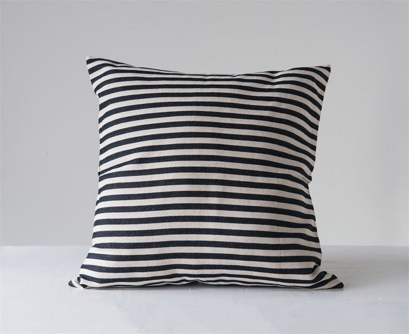 media image for Cotton Woven Striped Pillow in Black design by BD Edition 262