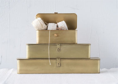 product image for Set of 3 Decorative Metal Boxes in Brass Finish design by BD Edition 12