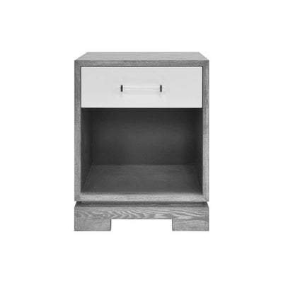 product image of dakota one drawer small side table w acrylic nickel hardware in matte lacquer grey cerused oak design by bd studio 1 550