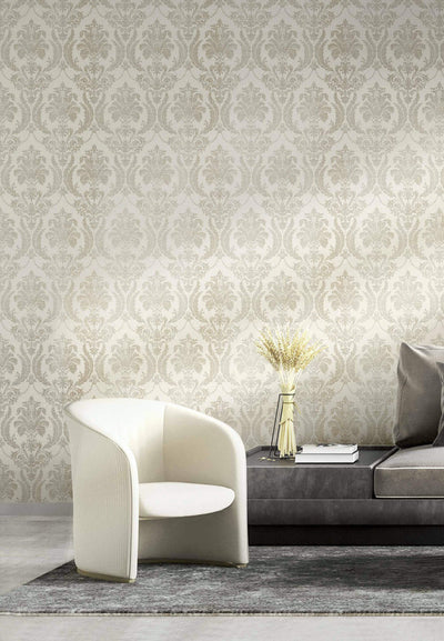 product image for Italian Style Damask Wallpaper in Cream/Green 3