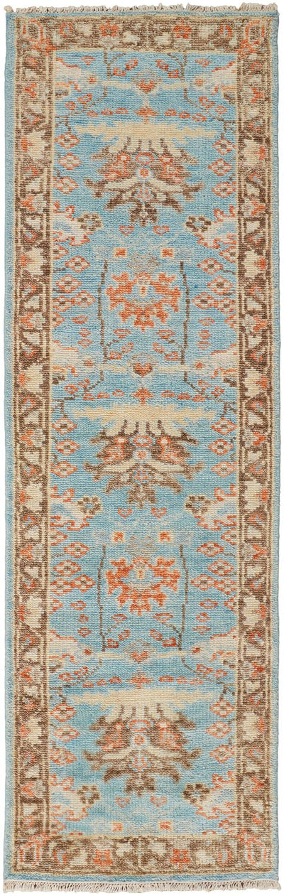 product image for Bennet Hand Knotted Blue and Brown Rug by BD Fine Flatshot Image 1 96