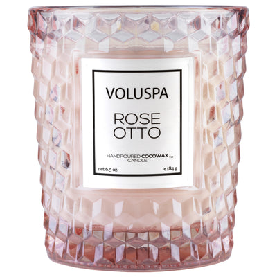 product image of Classic Textured Glass Candle in Rose Otto design by Voluspa 511