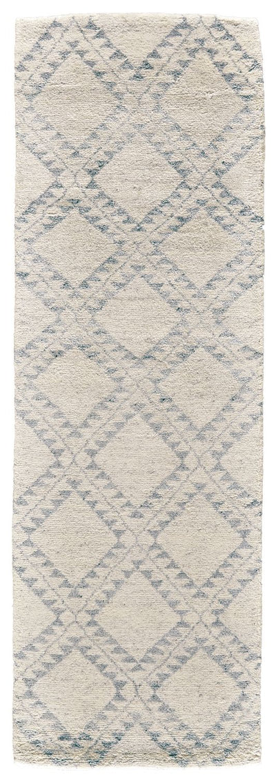 product image for Bahar Hand Knotted Ivory and Blue Rug by BD Fine Flatshot Image 1 32