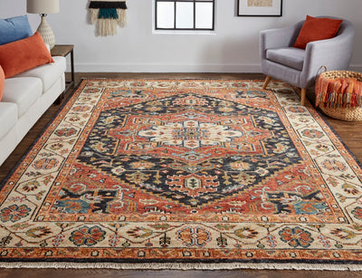 product image for Irie Hand-Knotted Medallion Beige/Rust Orange Rug 6 34