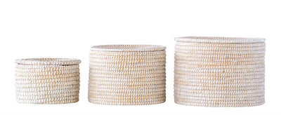 product image for natural woven seagrass baskets with lid set of 3 design by bd edition 1 70