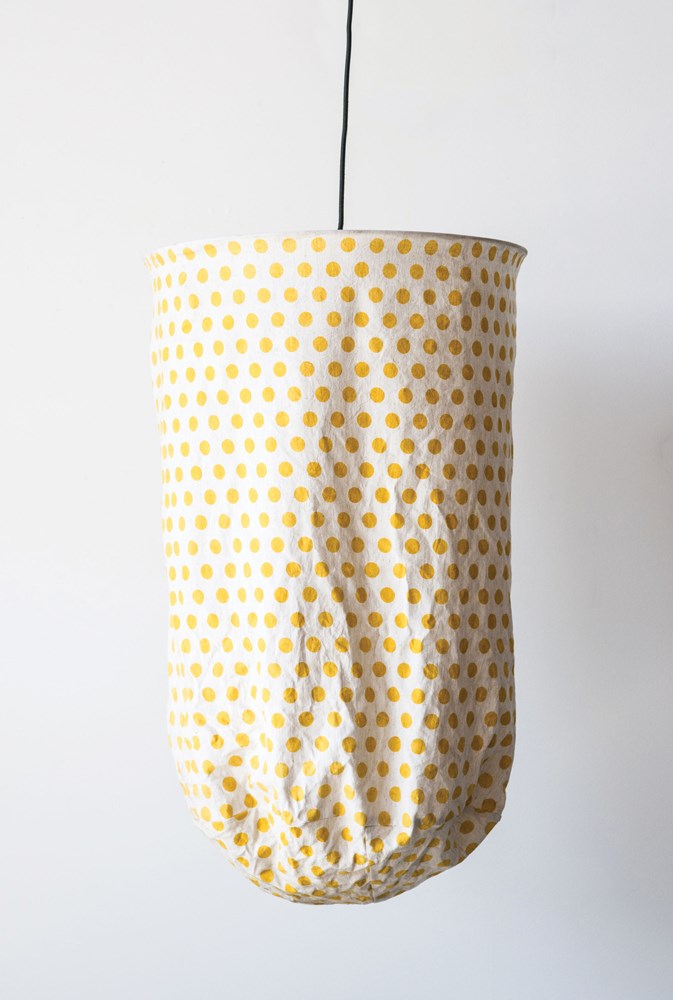 media image for yellow polka dot fabric pendant 2 290