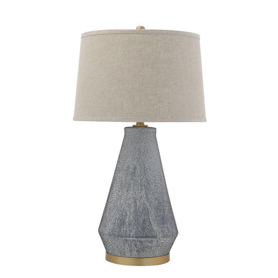 product image of blue ceramic table lamp with natural linen shade 2 571