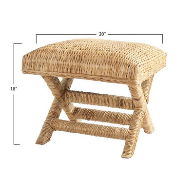 product image for water hyacinth wood stool 3 2