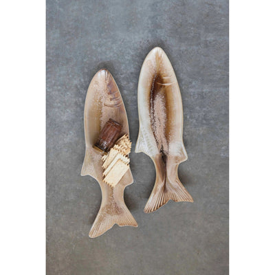 product image for stoneware fish shaped dish with glaze 4 75
