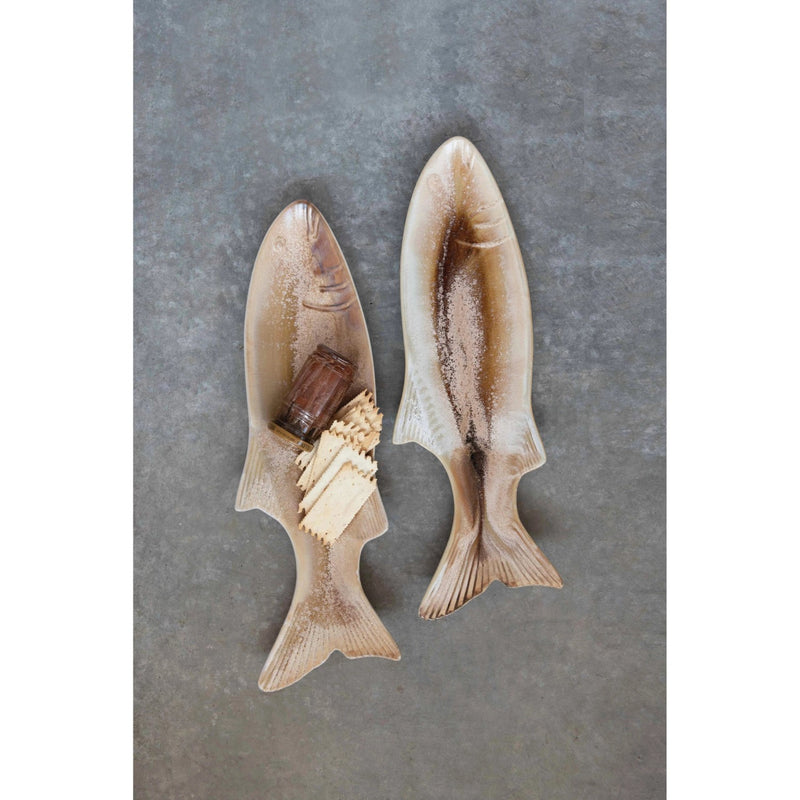 media image for stoneware fish shaped dish with glaze 4 226