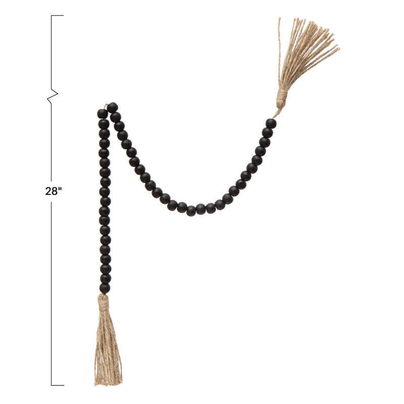 media image for wood bead garland with jute tassels 2 291