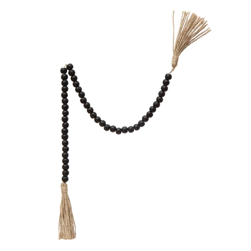media image for wood bead garland with jute tassels 1 294