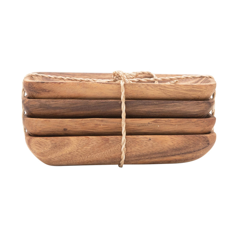 media image for acacia wood trays with seagrass tie set of 4 1 266