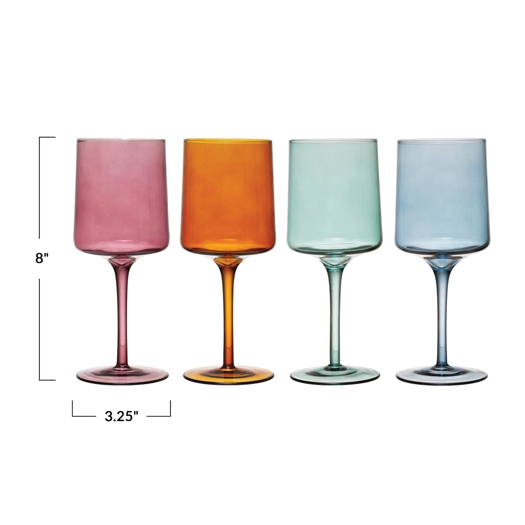 Southern Living Colored Stemmed Blown Glass Wine Glasses Set of 4 - Rosewood