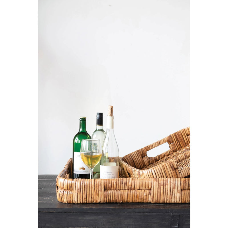 media image for hand woven rattan trays with handles set of 2 3 274