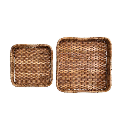 product image for hand woven rattan trays with handles set of 2 1 26