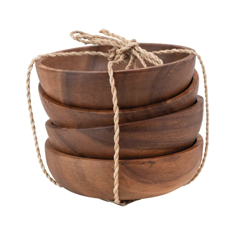 media image for acacia wood bowls with abaca tie set of 4 1 274