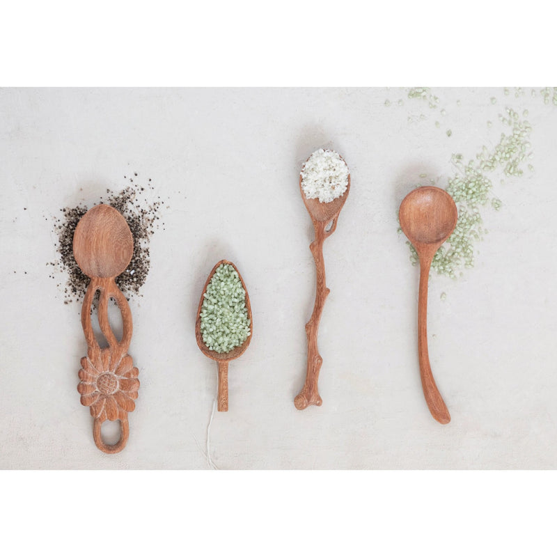 media image for hand carved doussie wood spoon with twig shaped handle 3 214