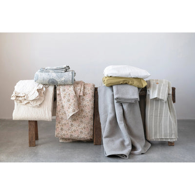 product image for woven cotton jacquard bed cover with 2 ruffled king shams king set of 3 4 37
