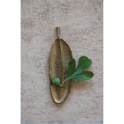 product image for aluminum debossed leaf tray brass finish 3 60