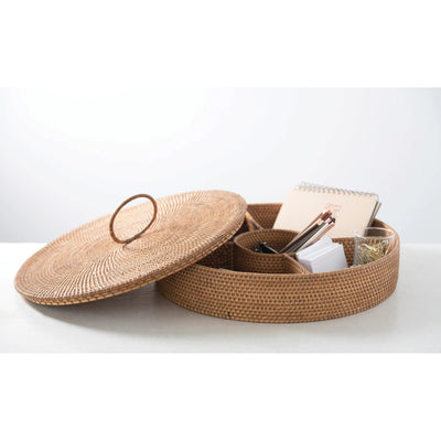 product image for hand woven rattan container with 5 sections and lid 1 30