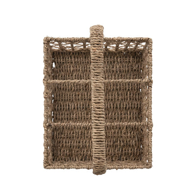 product image for hand woven seagrass caddy with handle and 6 sections 2 16
