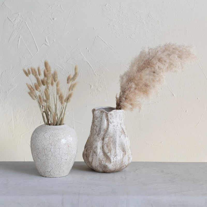 media image for stoneware organic shaped vase crackle glaze 3 236