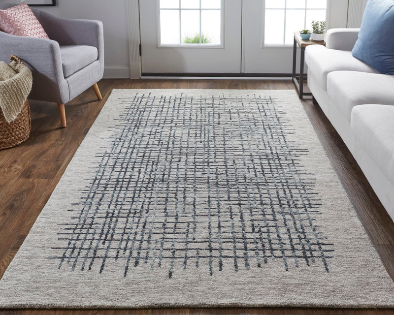 media image for Carrick Hand-Tufted Crosshatch Light Taupe/Gray Rug 6 232