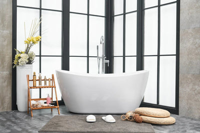 product image for ines 54 soaking double slipper bathtub by elegant furniture bt10354gw 9 55