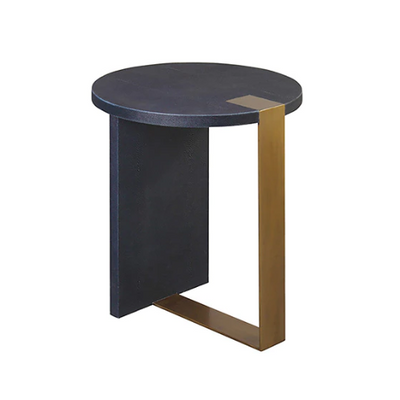 product image for round side table with antique brass faux shagreen in various colors 2 59