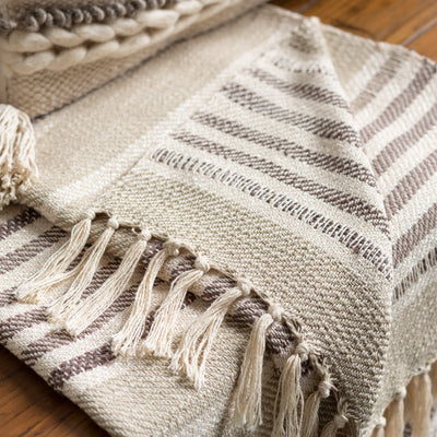 product image for Beau EAU-1000 Knitted Throw in Khaki & Medium Gray by Surya 59