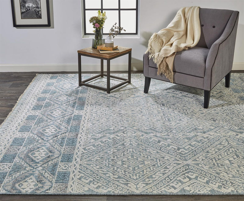 media image for Eckhart Hand Knotted Blue and Ivory Rug by BD Fine Roomscene Image 1 287