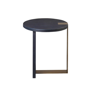 product image for round side table with antique brass faux shagreen in various colors 12 91