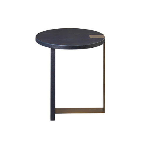 media image for round side table with antique brass faux shagreen in various colors 12 279